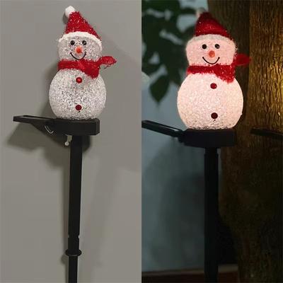 Inspired Finds LED Snowman Solar Garden Stake Lights For Outdoor Christmas Pathway Decoration red