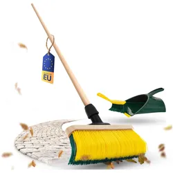 Novaliv Premium Krallenbesen mit Stiel 50cm inkl. Jumbo Kehrgarnitur, Spezialbesen gebogenen Borsten, Reinigungsutensil, Grün, Gelb