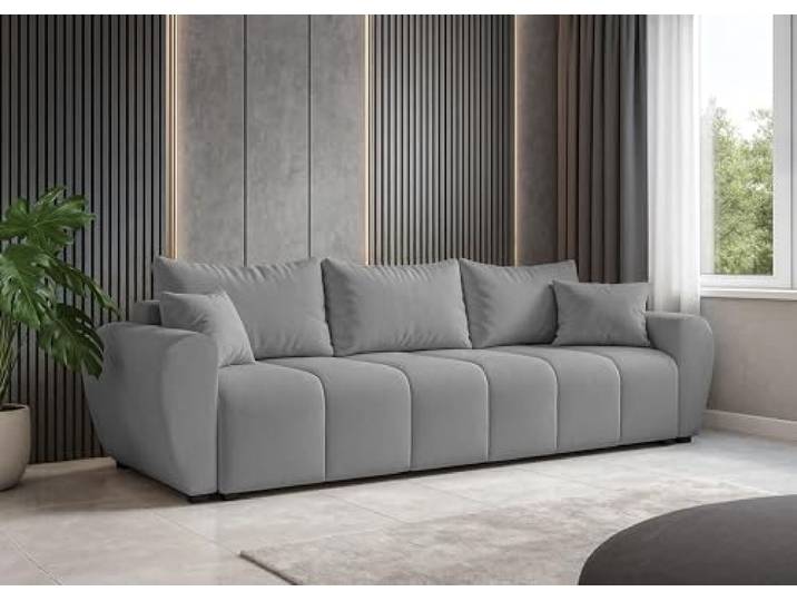 AXLIVING Malatya Big Sofa mit Schlaffunktion Schlafsofa Hellgrau 246 Funktion Schlafsofa mit Bettkasten: praktisch und platzsparend. T30-Schaum. 3 große & 2 kleine Kissen inklusive.