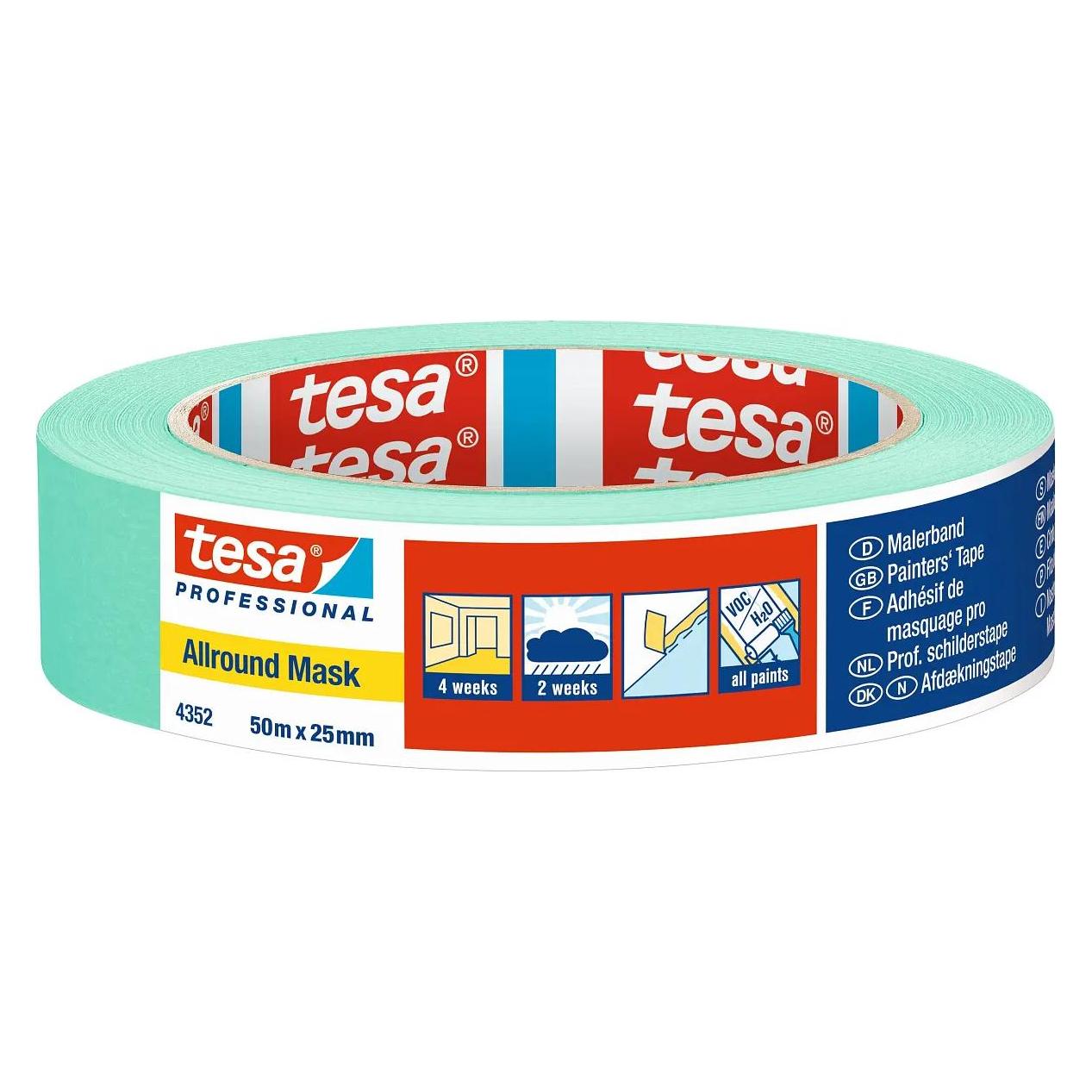 tesa PROFESSIONAL 4352 Allround Mask - Malerkrepp für scharfe Farbkanten 50m:25mm (25 mm) (04352-00001-00)