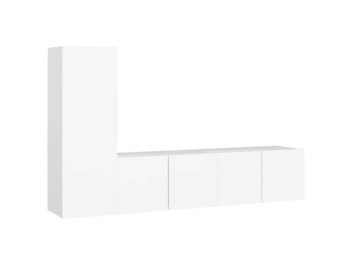 Ensemble de meubles TV suspendu - Blanc - Bois d'ingénierie - Contemporain - Design - Porte(s)
