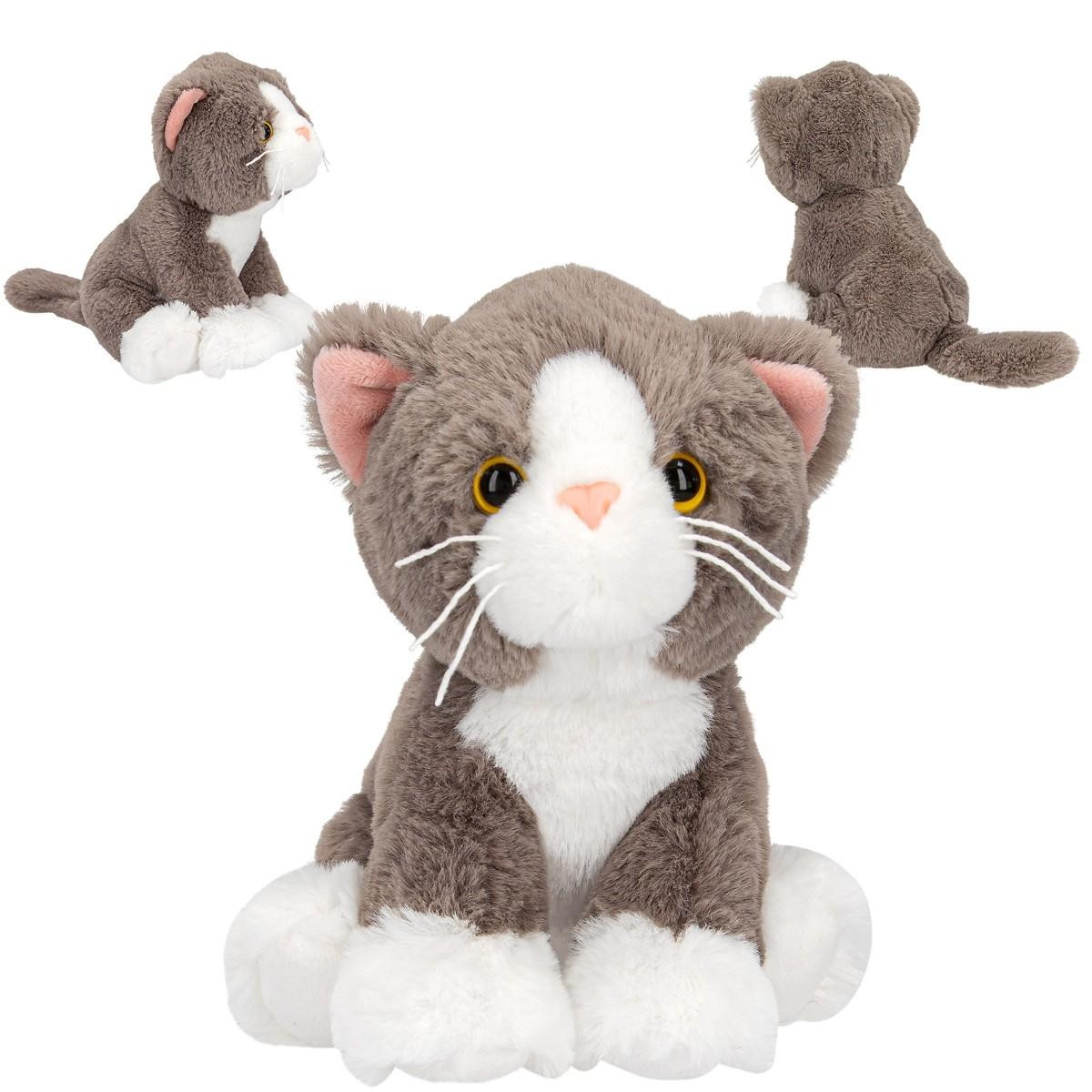 TOPModel Pluche Kat Ruby Fur Ever Friends, Grijze en witte knuffelkat, 16 cm