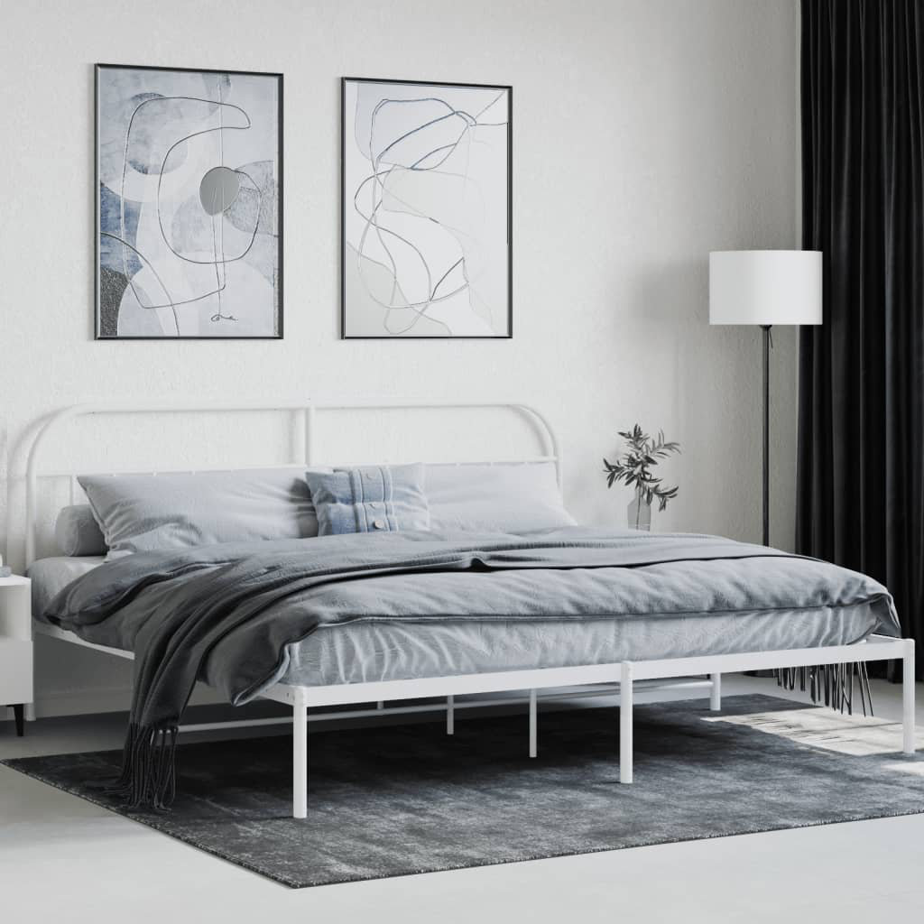 Brambly Cottage vidaXL Metal Bed Frame Bedroom Bed Base Bedstead Metal Matress Foundation 193 x 203 cm