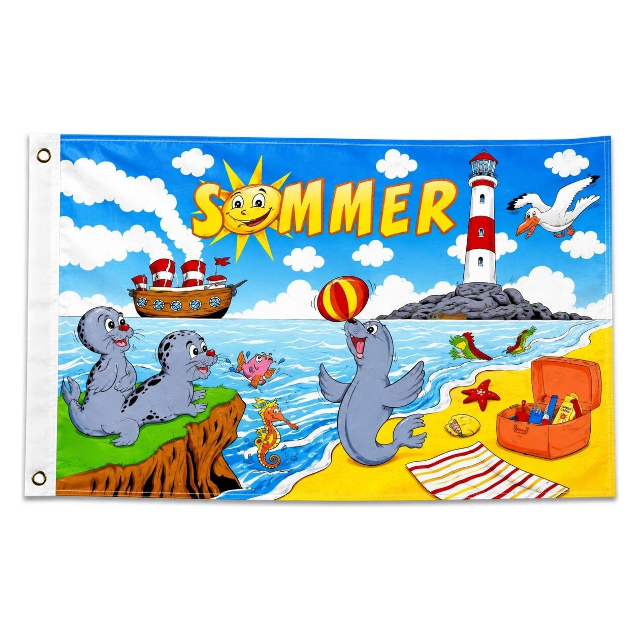 trends4cents Flagge SOMMER LEUCHTTURM 90 x 150 cm (90 x 150 cm) (32195061)