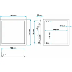 Revisionstür weiß beschichtet, Schnappverschluss 150x150 mm