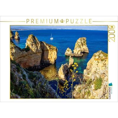 CALVENDO Puzzle Klippenhang und Wildblumen vor der Küste vor Lagos | 2000 Teile Lege-Größe 90 × 67 cm Foto-Puzzle für glückliche Stunden, von ,