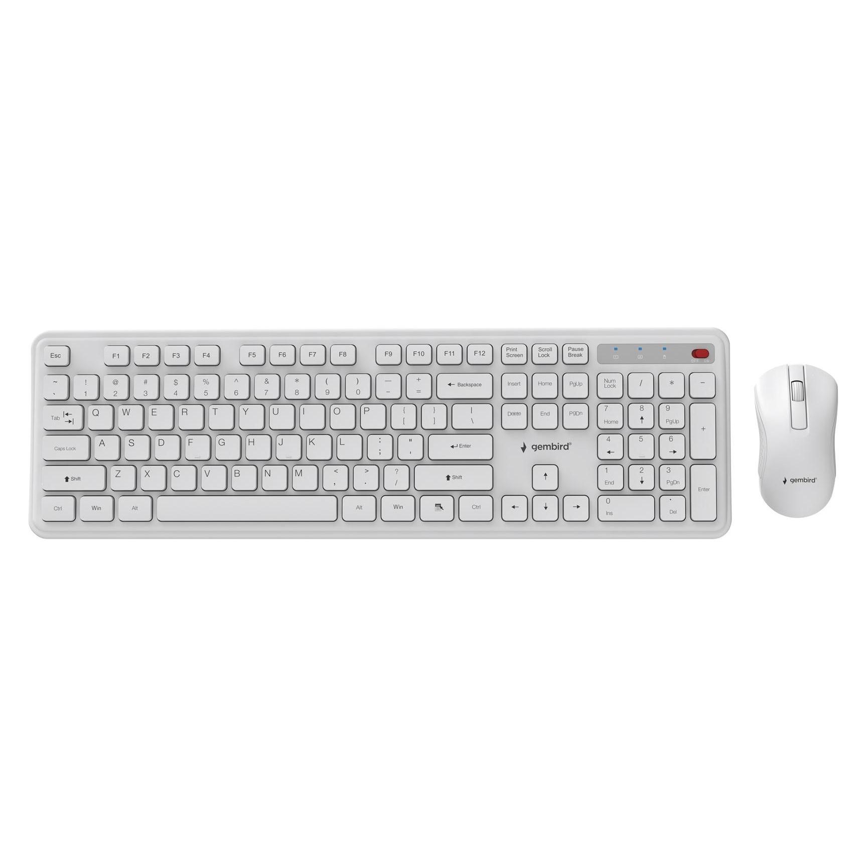 Gembird Bezprzewodowy Zestaw Klawiatury + Mysz Slim Pro Business Na Biurko Biały Układ Us (Eng. Int., Kabellos) (KBS-WPS-01-W)