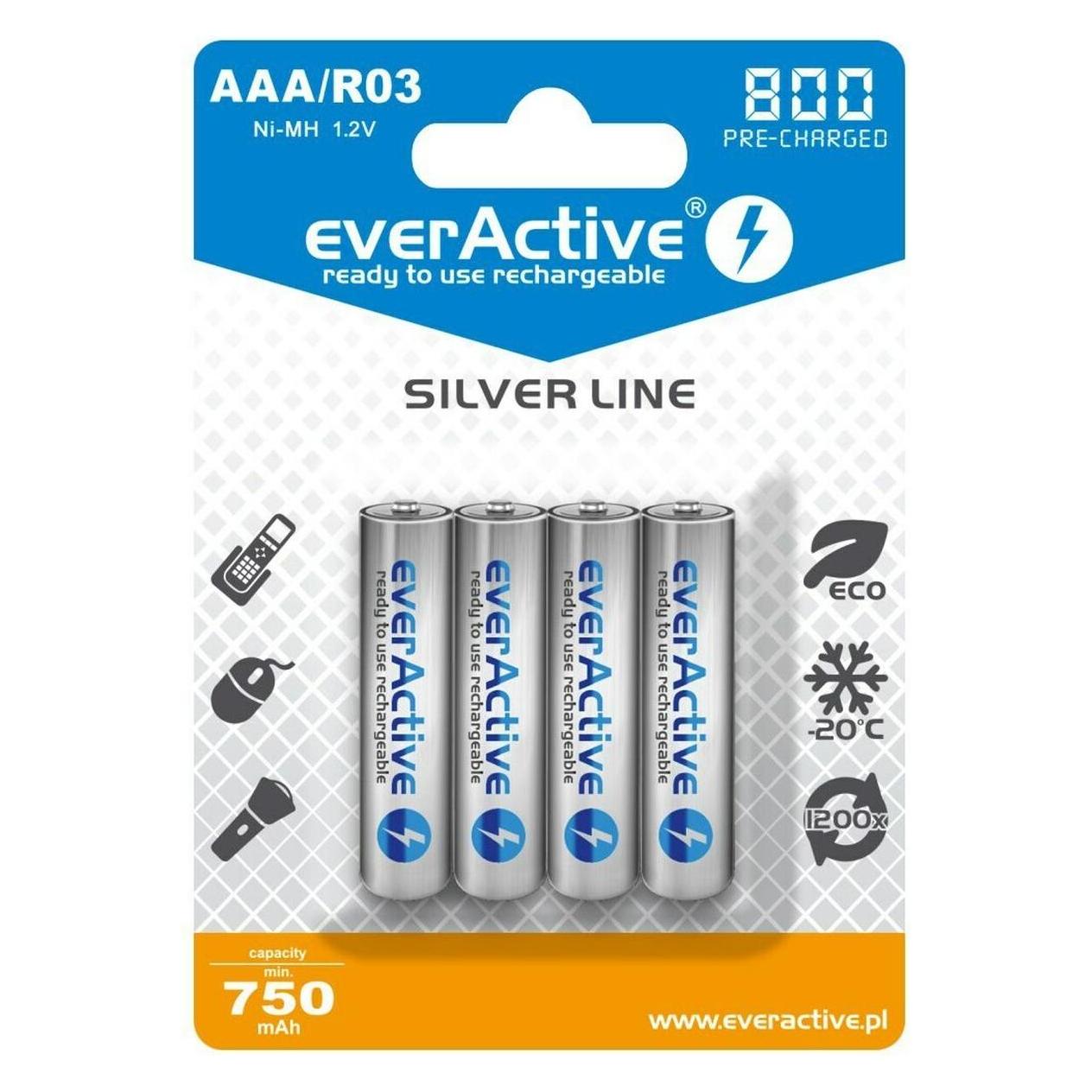Everactive Silver Line (4 Stk., AAA, 800 mAh) (EVHRL03-800)
