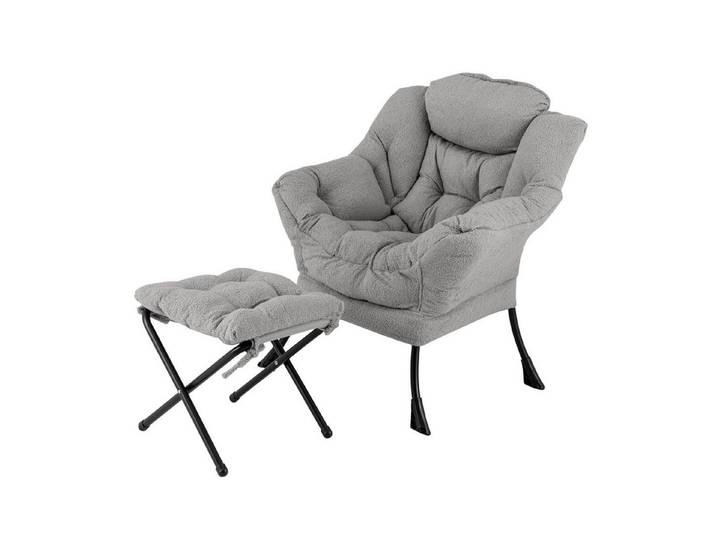 COSTWAY Relaxsessel (2-St), Ohrensessel gepolstert, mit Hocker