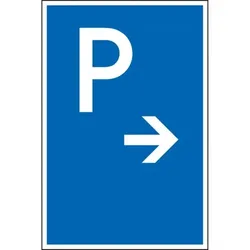 Schild I Parkplatzschild mit Pfeil rechts, Kunststoff, 250x400mm