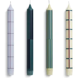 HAY, Kerzen, - Musterkerzen - H24 cm - Grün & Silber - 4er-Set (4x)
