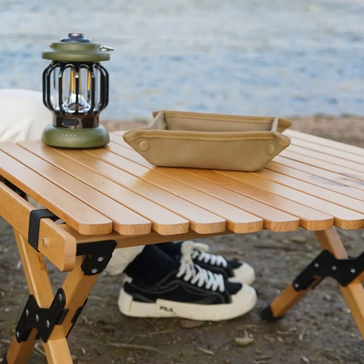 INF Plateau de rangement pliable - Organiseur carré portable pour camping et voyage, toile Oxford 600D, kaki  Disponible M 25cm M