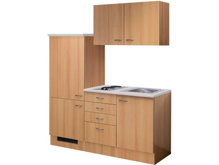 Flex-Well Pantryküche Nano, Gesamtbreite 160 cm, mit Einbau-Kühlschrank, Kochfeld und Spüle etc.