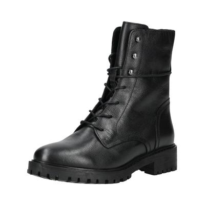Schnürstiefelette GEOX "Geox Stiefelette Leder", Damen, Gr. 39, schwarz, Leder, Schuhe Schnürstiefelette