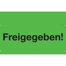 König Werbeanlagen Papieretikett, Freigegeben! - Rolle à 100 Stk - 50x20 mm Papier selbstklebend