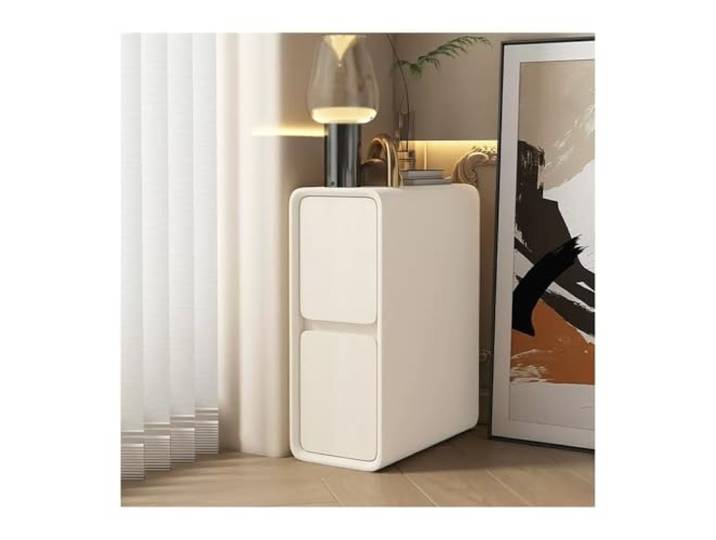 xiuling4568 Nachttisch, Nachttischschrank, platzsparend, ultraschmal, 2 Schubladen, Nachttisch, komplett montiert, Beistelltisch aus Holz, for Wohnzimmer, Schlafzimmer, Büro, weiß(L35xD40xH50cm)