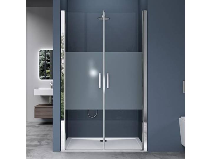 doporro Double Porte de Douche Pivotante pour Niche 105cm Verre Trempé 8mm Paroi de Douche\, Pare-Douche Verre de Sécurité\, 105x195cm\, Teramo24MS