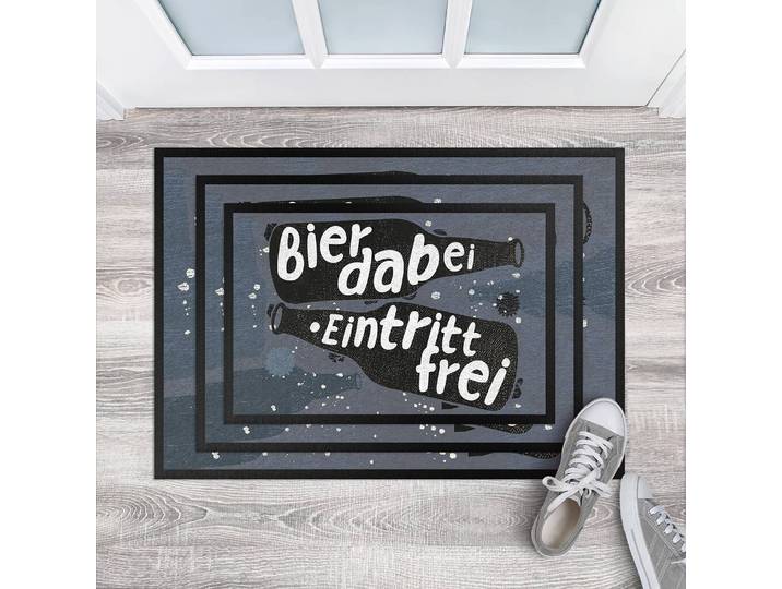 Fußmatte Bier dabei Eintritt frei 70 x 50cm Grau