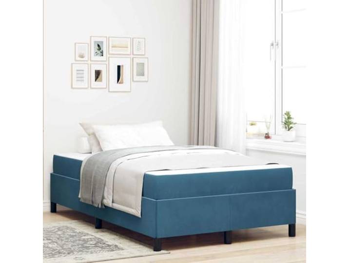 Holzwerkstoff Rahmen minimalistisch Schlafzimmer Set Matratze Blau 120 x Bettrahmen mit Matratze Dunkelblau 120x190 cm Stoff, Doppelbett mit Taschenfederkern und Lattenrost, Modernes Polsterbett