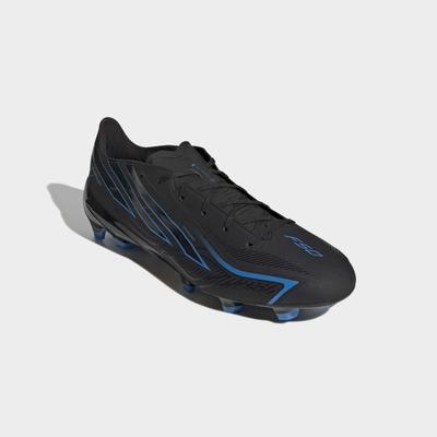 Fußballschuh ADIDAS PERFORMANCE "F50 HYPERFAST LEAGUE, FESTE BÖDEN", Herren, Gr. 44, schwarz (core schwarz, core schwarz, lucid ray blau), Synthetik, Schuhe Fußballschuh, für Rasen und feste Böden, gespielt bei der Weltmeisterschaft 2026