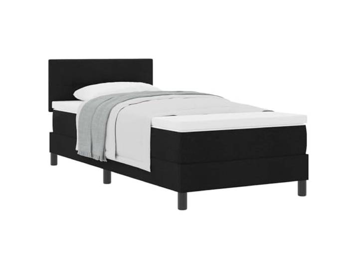 PUGYNBK Boxspringbett, 100 x 200 cm, schwarz, gepolstert Verstellbares Kopfteil, Schaumstoffmatratze und Federn, Kiefernholz, moderner Stil