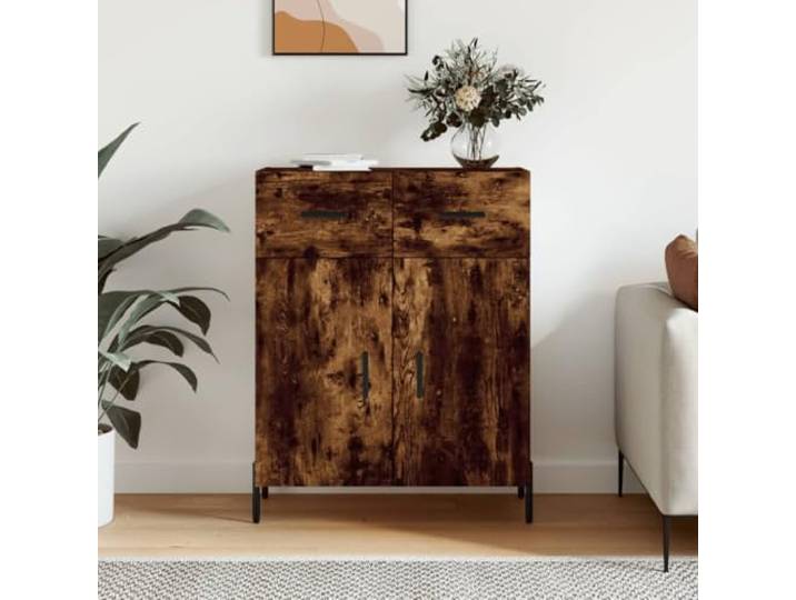 HEFZGDB Sideboard Räuchereiche 69,5x34x90 cm aus Holzwerkstoff, modernes Sideboard mit Metallbeinen, mit Stabiler Oberplatte und praktischen Türen für viel Stauraum