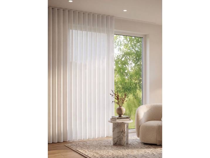 Leicht transparenter Store mit Automatikfaltenband, Weiss, Größe 174 (160x600 cm)