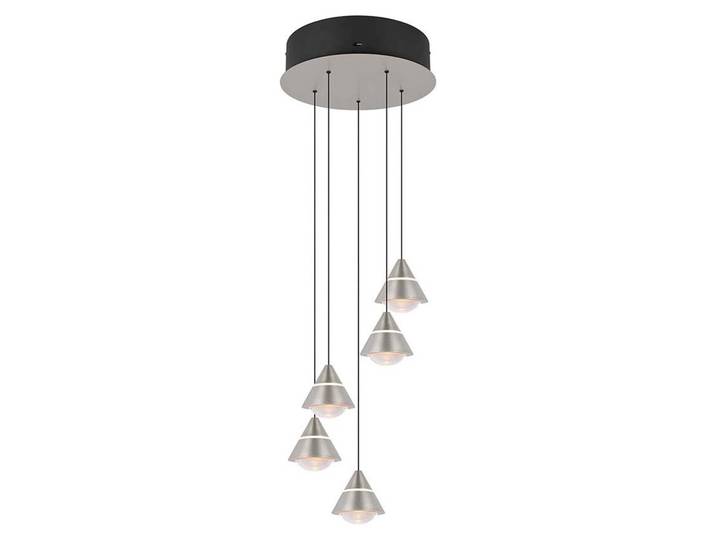 LED Pendelleuchte, Nickel matt, Farbwechsel, H 200 cm