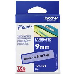 Etiketten Brother TZe TZe-521 PET Bandfarbe: Blau Schriftfarbe:Schwarz 9 mm 8 m TZE521