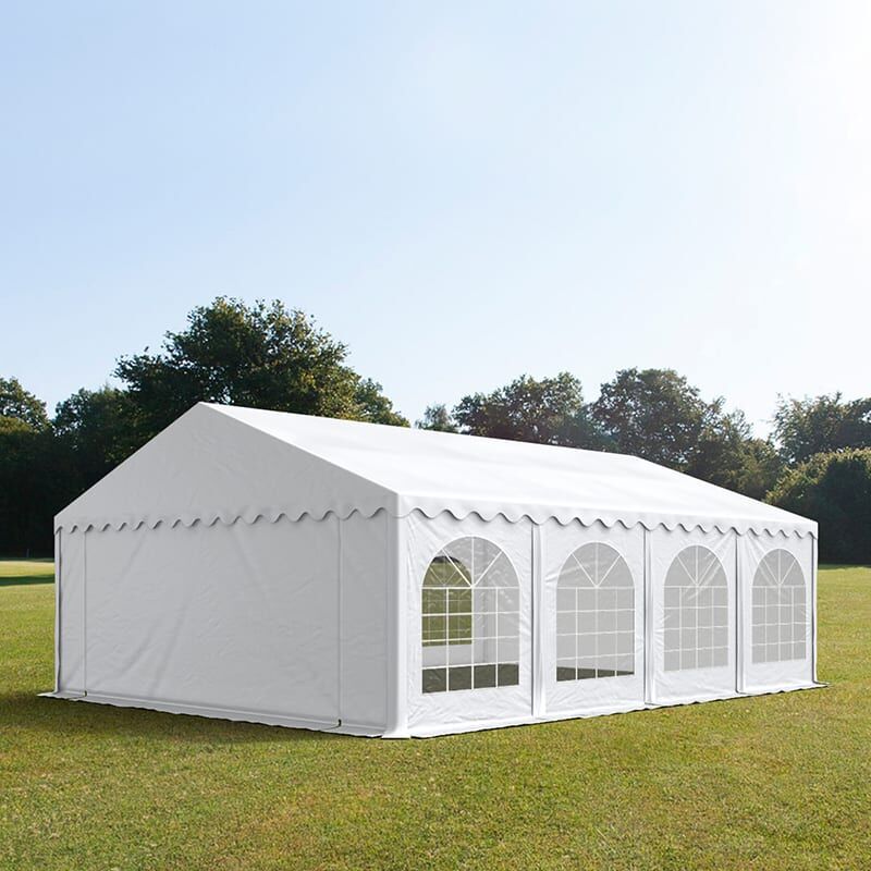 TOOLPORT 6x8m Partyzelt, PVC-Plane, weiß, mit Bodenrahmen - (7308)