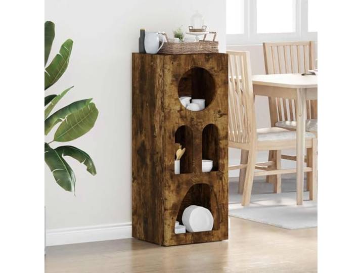 Modernes Sideboard aus Holzwerkstoff mit Regalen für Esszimmer, Elegantes Sideboard für Wohnzimmer mit Stauraum für Geschirr, Zeitgenössisches mit Schlichter Optik, Geräucherte