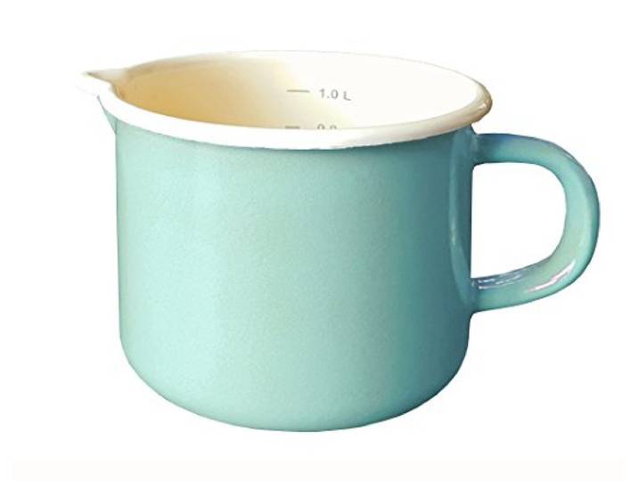 Karl Krüger Milchtopf, Emaille, Mint, 12 cm PFAS-frei Literskala Vollkontaktboden Spülmaschinengeeignet Schnitt- & kratzfeste Emaille