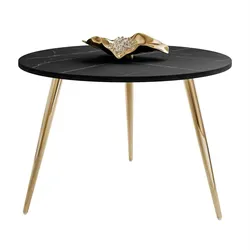 COUCHTISCH SOLEIL II aus Schwarz Marmor auf goldenen Beinen