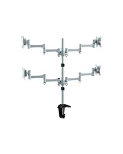 Neomounts FPMA-D1330D4SILVER Befestigungskit Spannbefestigung für Tisch Pivot 4 Gelenkarme 4 LCD-Anzeigen Silber Bildschirmgröße: 25.4-61 cm 10"-24" Schreibtisch (WL90-325BL1)