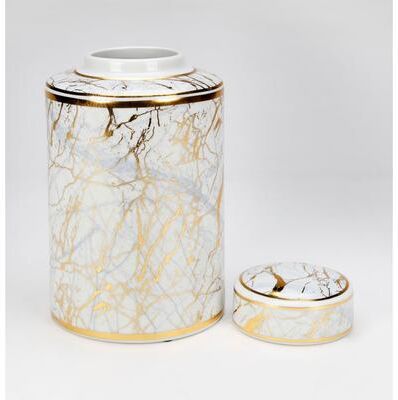 Orchard Creek Designs 12'' Porcelain Jar, Gold/White