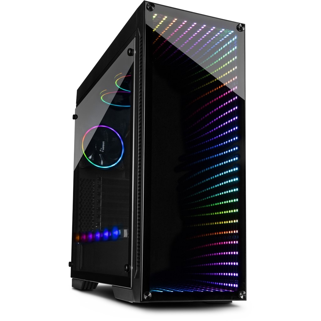 Inter-Tech Infini2 (X-908) Gaming PC Gehäuse Midi-Tower Schwarz Seitenfenster
