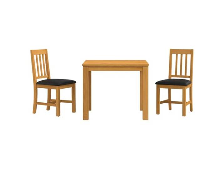PUGYNBK Esszimmer-Set, 3-teilig, Schwarz, Eichenholz, massiv Bequeme Schaumstoffsitze, quadratische Beine, modernes Design, einfache Reinigung, einfache Montage