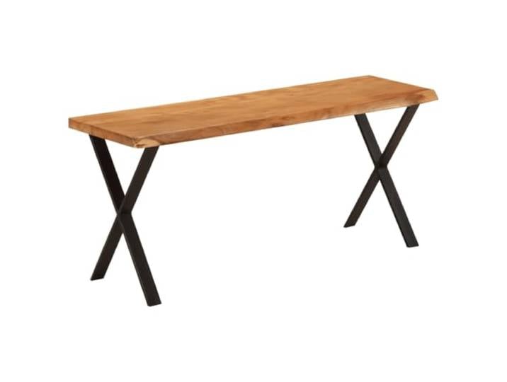 NLQMSU Sitzbank, 105 cm, massives Akazienholz, mit lebendem Rand X-Beine, pulverbeschichteter Stahl, Industriestil, Esszimmer, Wohnzimmer, Flur, 110 kg pro Sitz
