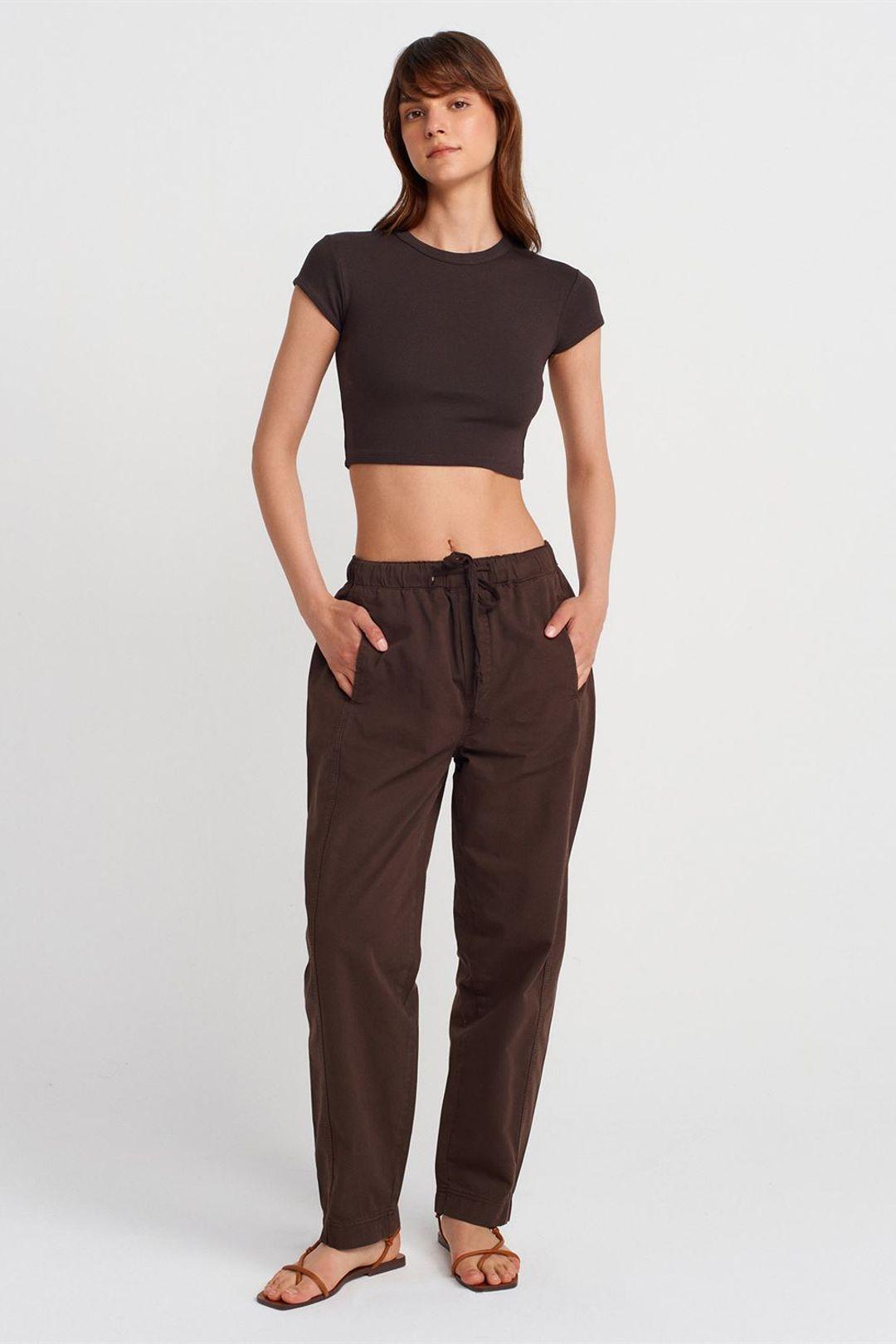 Katoenen Poplin Rechte Joggingbroek