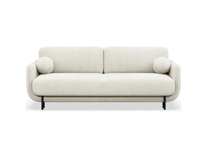 Dreisitziges ausklappbares Sofa Ovals in Creme mit Flechtoptik