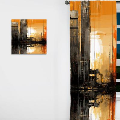 DESIGN ART "Designart ""Abstract Cityscape Sunset"" Abstract Curtain - Room Darkening Abstract Curtain - 1 Panel"