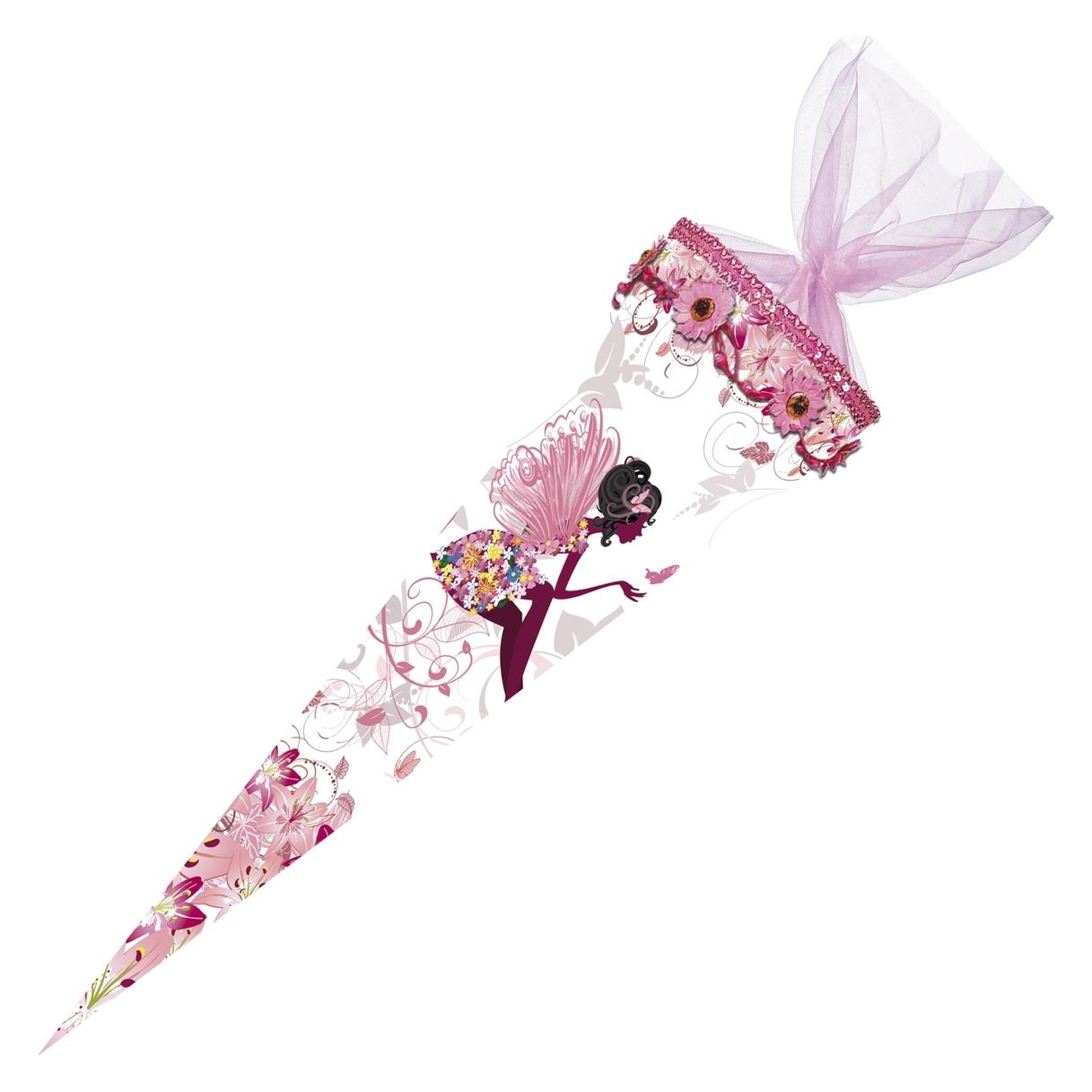 Nestler Schultüte Blumenfee Blumenranke rund 70cm (70 cm, 1x) (76567530)