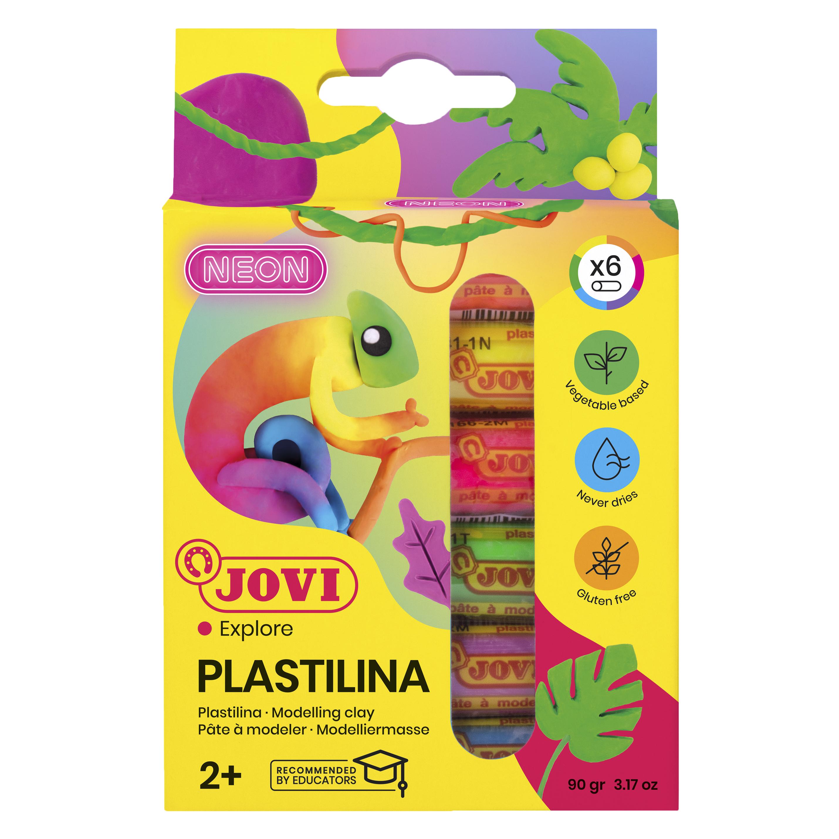 Jovi Knete PLASTILINA farbsortiert 6 Farben je 15,0 g (90/6F)