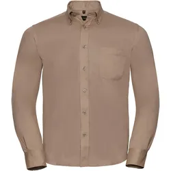 Russell Collection Klassisches Twill Hemd  Langarm, khaki, S