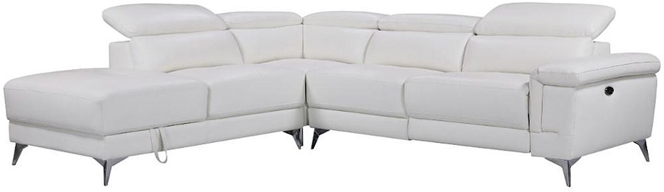 Vente-unique Relaxsofa Ecksofa Leder elektrisch - Ecke Links - Elfenbein - PASCALINE