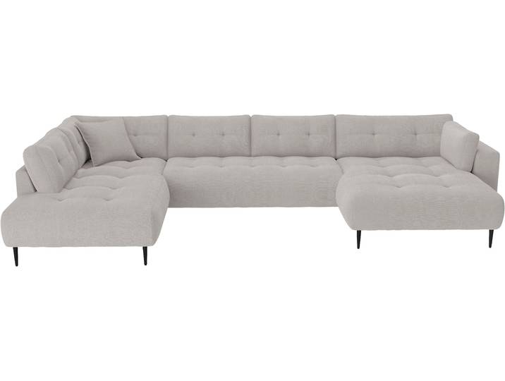 Wohnlandschaft TRENDS BY HG Leo U-Form, B: 360 cm mit Zierkissen , b737 vinci 25 light grau, B:359cm H:79cm T:199cm, 95% Polyester;5% Polyamide, Sofas, Wohnlandschaft