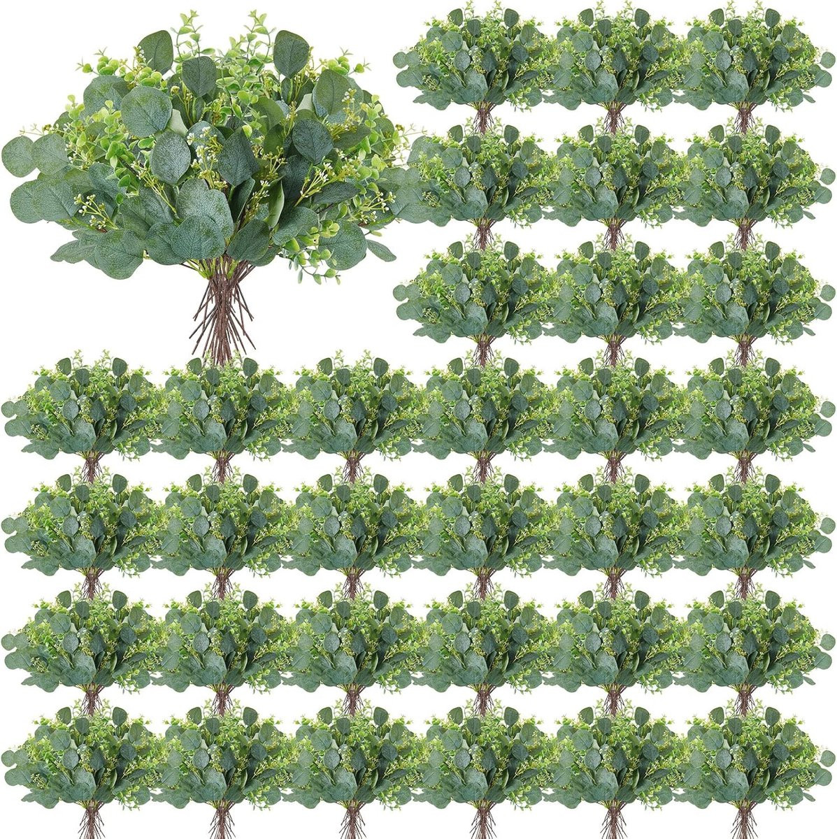 100 stuks Nep-Eucalyptus Stengels - Kunstmatige Bladeren voor Decoratie en Bruiloften