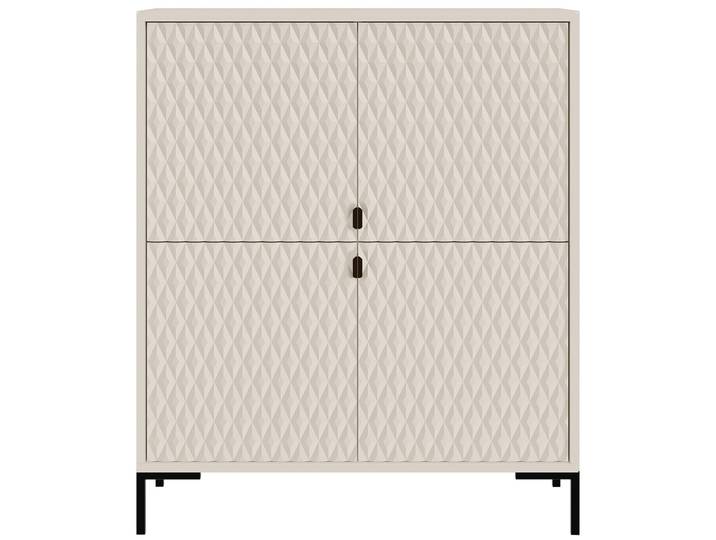 BEAUTYSOFA Highboard MONTREAL 100 cm Kaschmir – Kommode mit 4 Türen, Rautenfräsung, selbstschließende Türen, schwarze Metallbeine