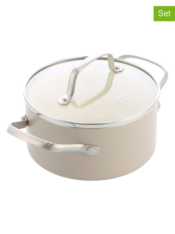 Green Chef 2tlg. Set: Kochtopf "Nordics" in Taupe - Ø 16 cm - onesize