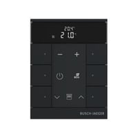 Raumtemperaturregler mit Bedienfunktion sechsfach, Unterputz, mit LED-Anzeige, matt schwarz (matt), Retail